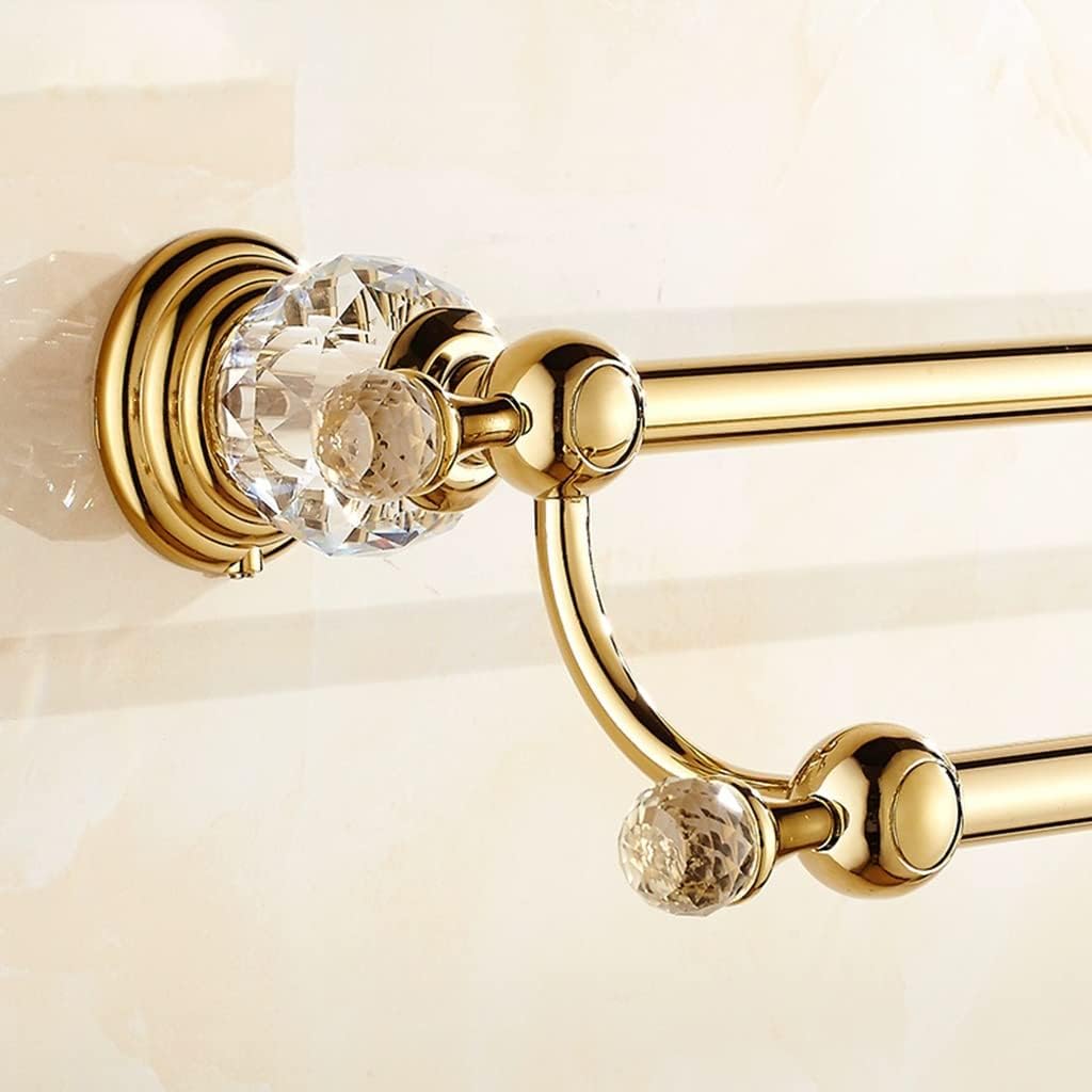 Hand Towel Bar Rack, Bathroom Towel Holder, European-Style Crystal All-Copper Rod Double-Rod Hotel/Home Bathroom Storage Towel Rack, Antique Gold-Plated Bath Towel Bar, Bathroom Towel Rail T/G bathroo