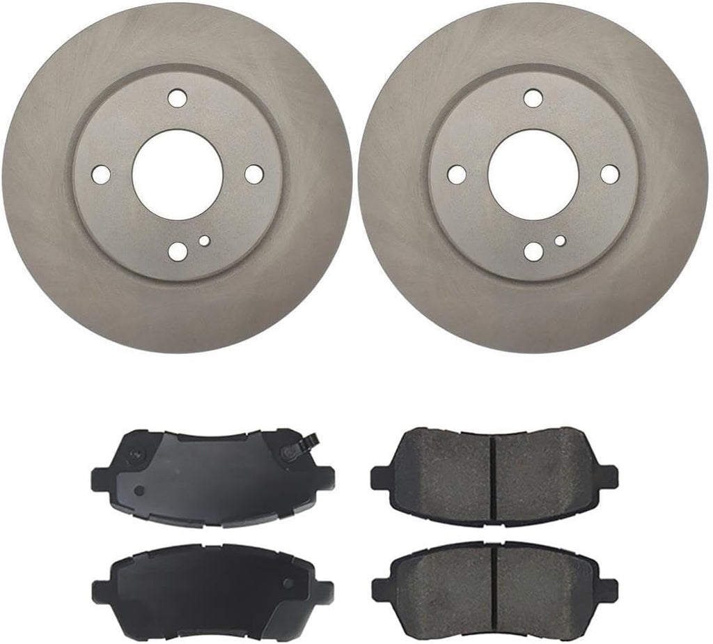 Brakes and Rotors - Front Brake Pads and Rotors Kit, Brake Kit Replacement, Break Pad and Break Rotor Set fits Ford Fiesta 2019 2018 2017 2016 2015 2014 2013 2012 2011