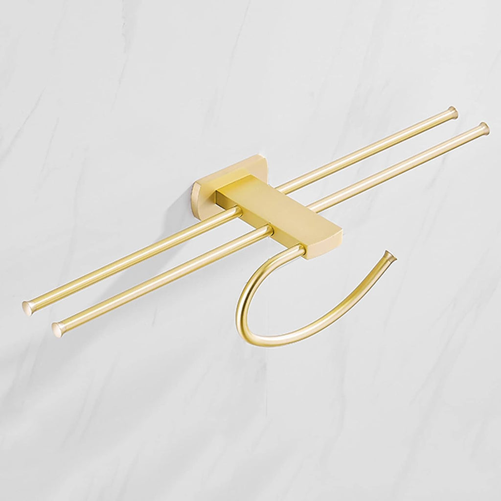 Towel Shelf for Bathroom Wall Mounted Towel Rack Self Adhesive Towel Rail No Drill Towel Holder Double Bar Brass for Kitchen Toilet,Gold,60cm