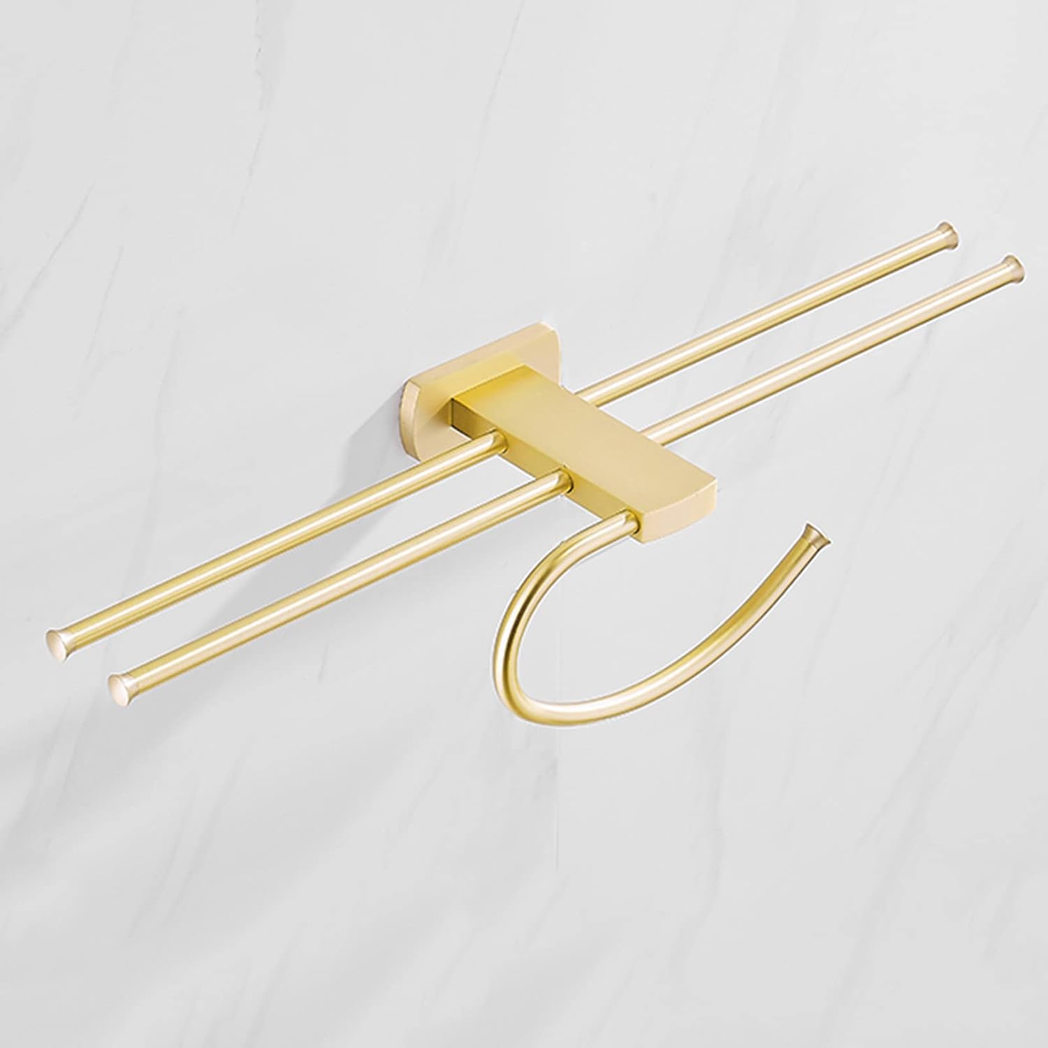 Towel Shelf for Bathroom Wall Mounted Towel Rack Self Adhesive Towel Rail No Drill Towel Holder Double Bar Brass for Kitchen Toilet,Gold,60cm