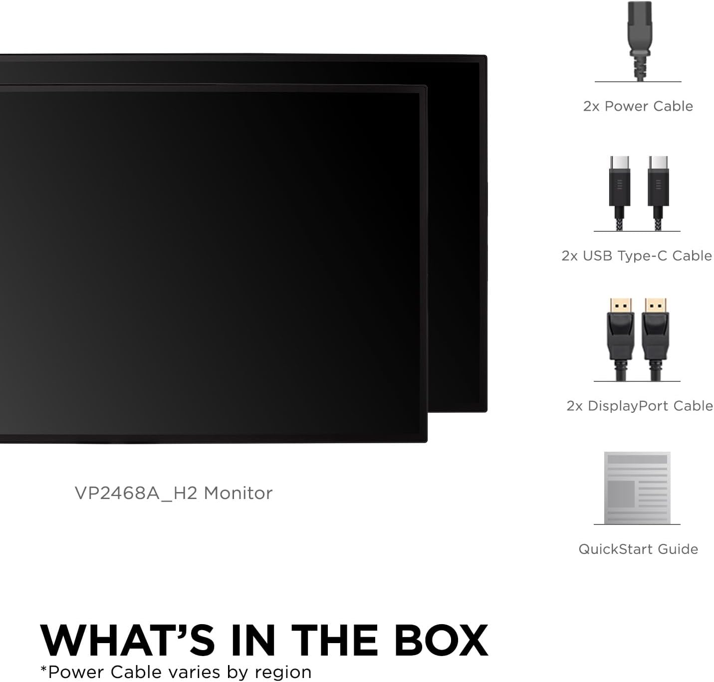 ViewSonic VP2468A_H2 24 Inch 1080p Dual Pack Head-Only ColorPro Monitors, 100% sRGB and Pantone Validated for Dual Screen Graphic Design, Advanced Ergonomics, 65W USB-C, and DisplayPort Daisy Chain