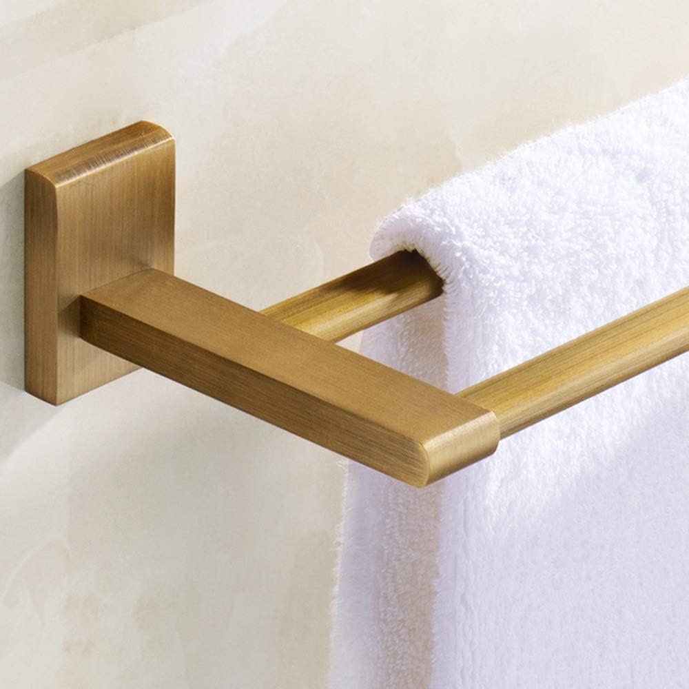 Bathroom Accessories,Vintage Golden Brass Towel Shelf with Double Towel Bar Rack Organizer(50 cm)