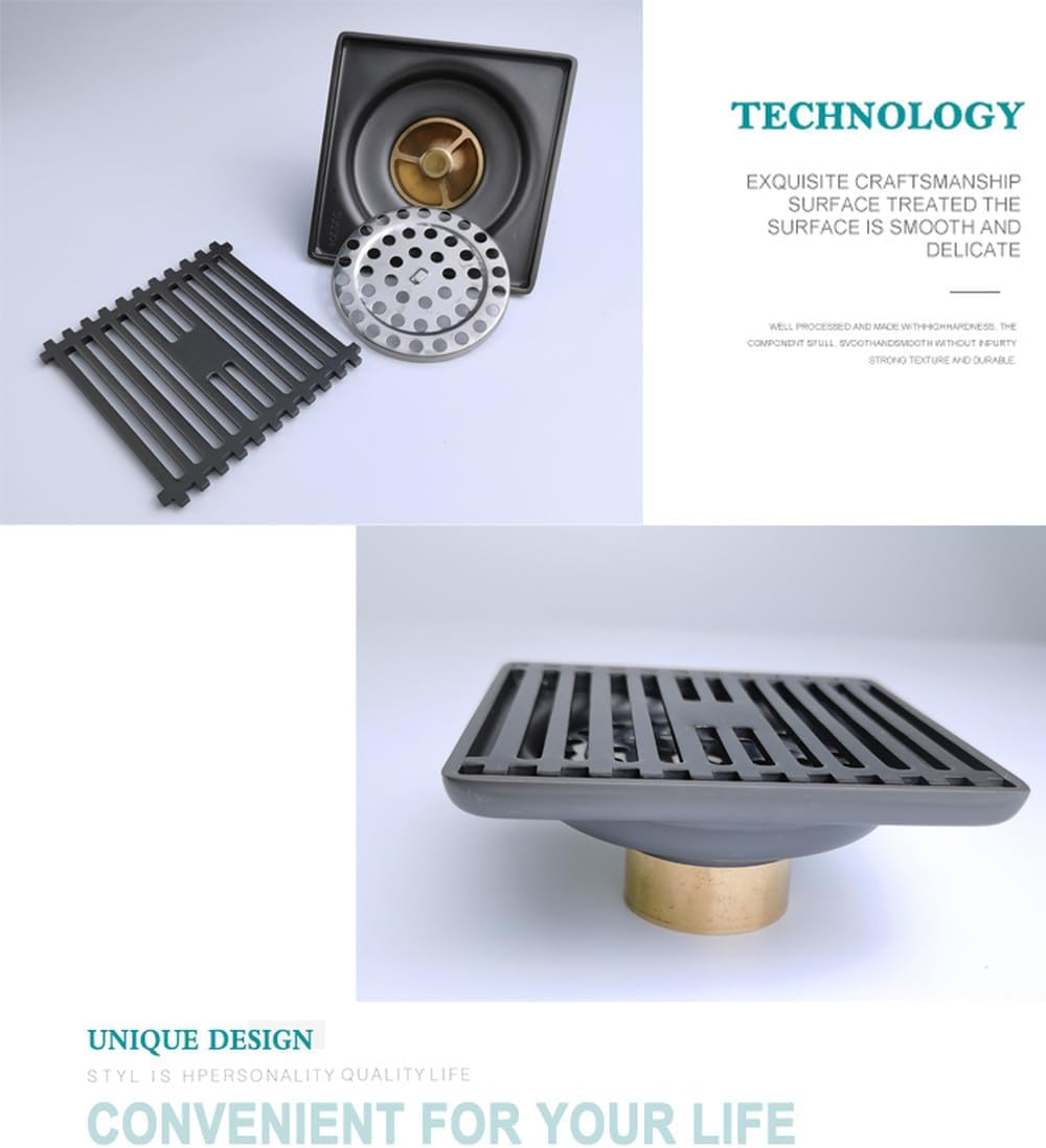 Floor Water Drain Stripe Cover Matt Black Rose Gold Silver Brushed Antique Bronze for Bathroom Kitchen Garden Balcony,FD0001RG,86,Fd0001gm-A
