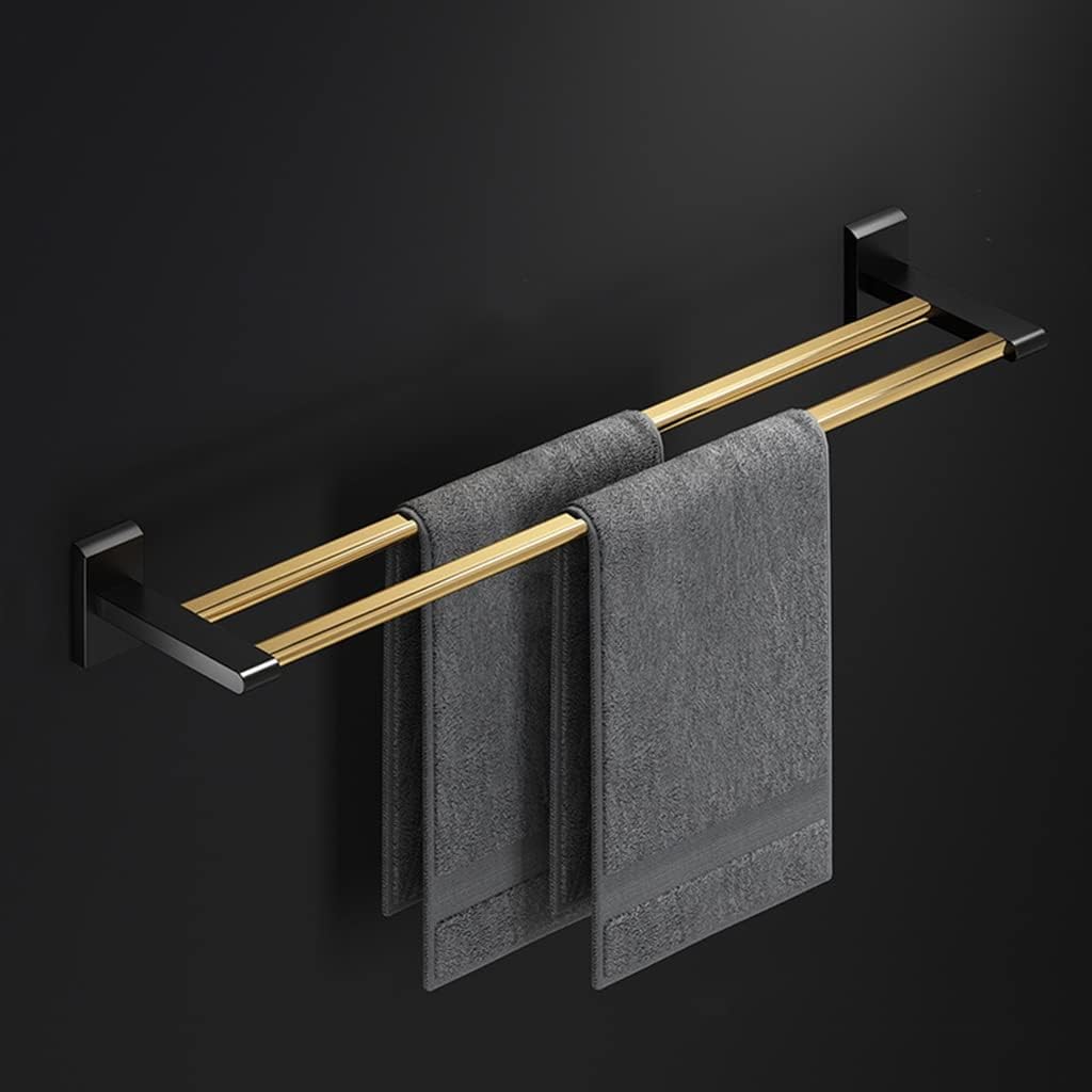 LSLYTQ Black Gold High-end Towel Rack, Bathroom Folding Shelf, Towel Bar, Toilet Paper Holder, Robe Hooks, Bathroom Accessories Kit
