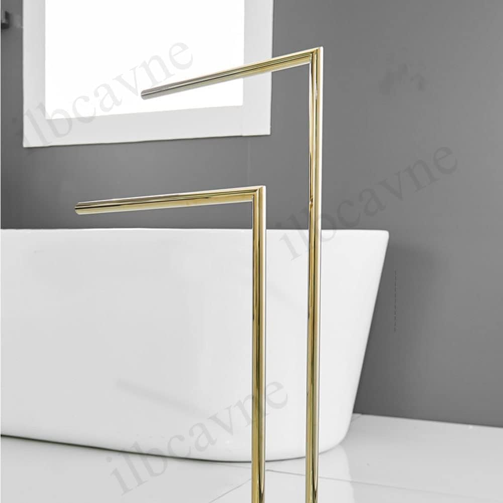 Towel Rail Bathroom Towel Racks for Bathroom,Freestanding Towel Holder Towel Stand with Bars,Double Clothes Drying Rack Airer/Black (Black),Gold