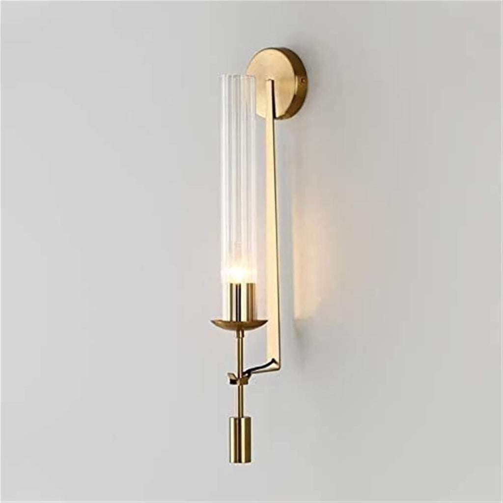 Modern 1 Bulb Gold Wall Sconce Creative LED Wall Lamp Tubular Clear Glass Wall Lighting Fixture for Bathroom Bedroom Living Room Corridor Hotel