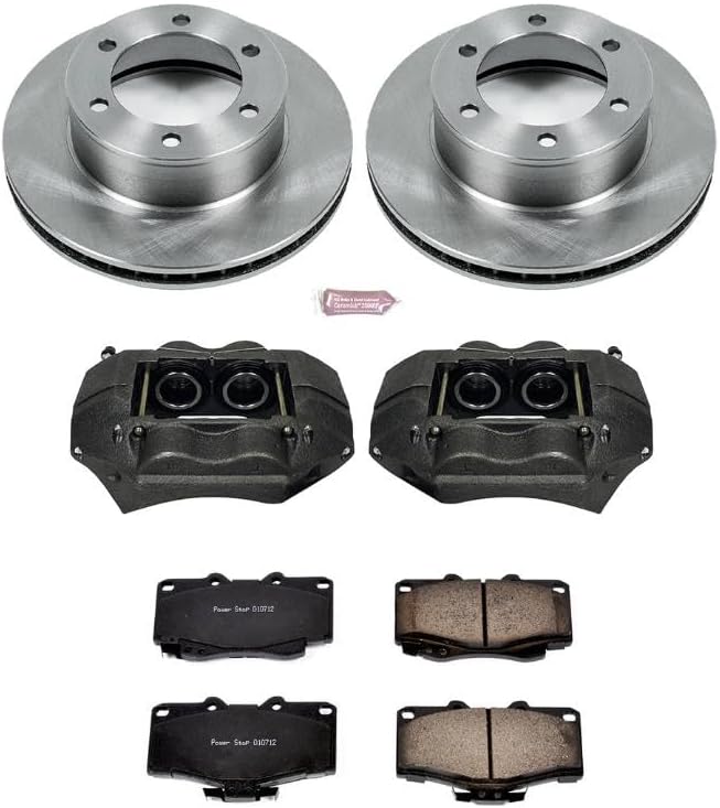 PowerStop Front Brake & Caliper Kit for Toyota Tacoma 1995-04 - Ceramic Brake Pads + Calipers + Disc Rotors Replacement, KCOE1233A