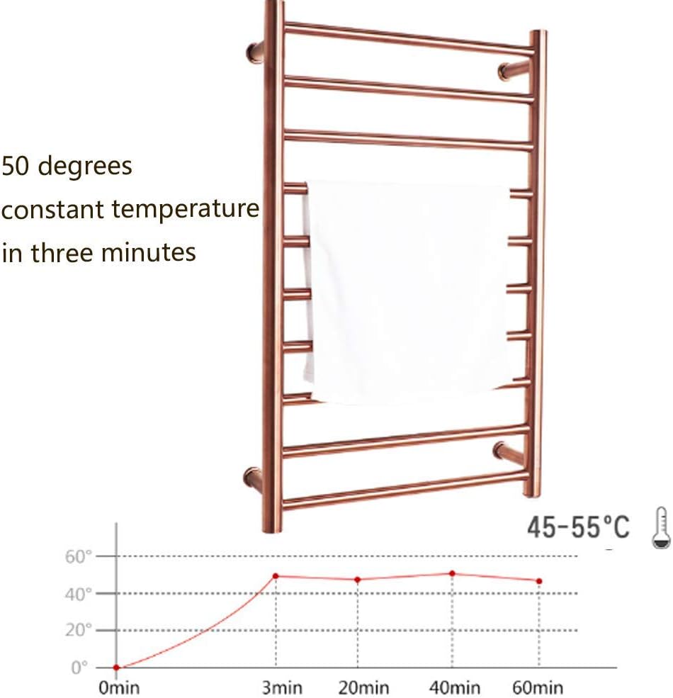 Rose Gold Wall Mounted Electric Towel Radiator with 10 Bars for Bathroom Energy Efficient Towel Warmer and Drying Rack,Aa-Rose Gold