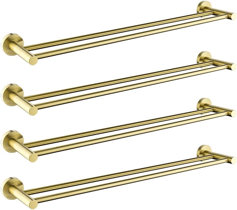 Towel Rails Towel Rail for Bathroom, Modern Brushed Gold Towel Racks, Fashion Gold Color Wall Mounted Double Bar Bathroom Accessories/1Pcs Towel Racks (Color : 4pcs)