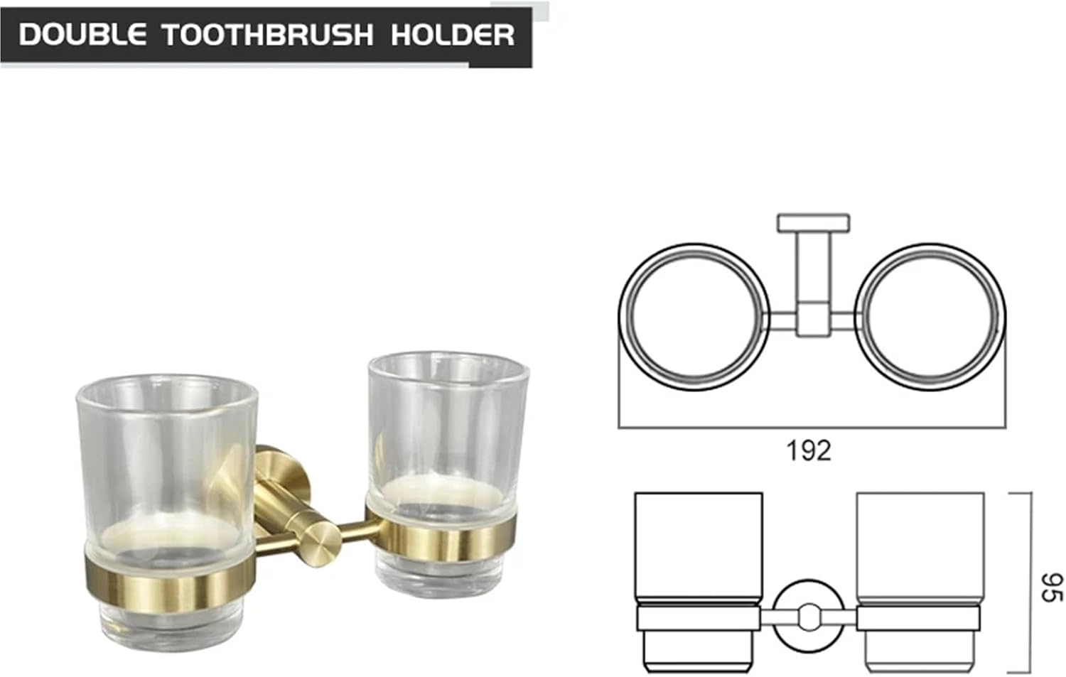 Gold Bathroom Accessories Towel Bar Rail Shelf Toilet Holder Wall Mount Paper Holder Robe Hook Soap Dispenser Towel Ring(Double Cup Holder)