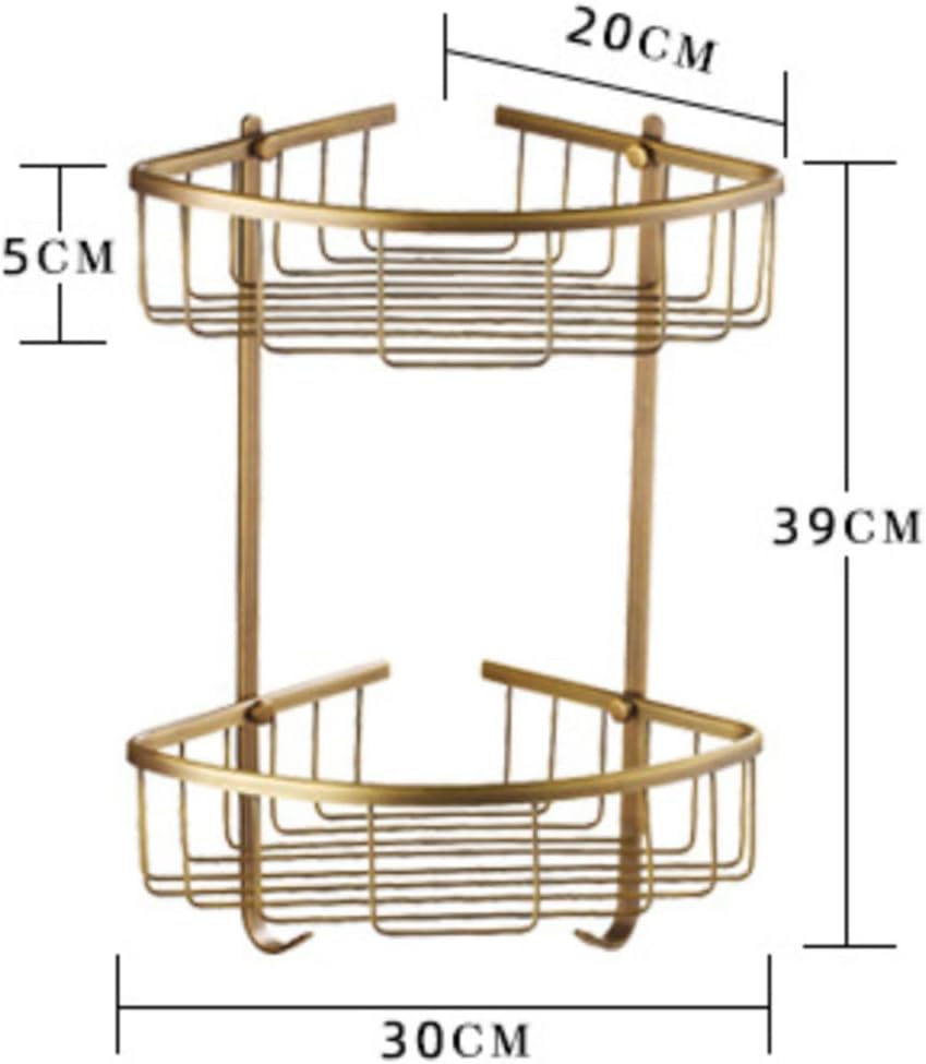 Bathroom Hardware Set,Towel Rack Set for Bathroom European Antique Brass Bath Towel Bar Toilet Wall Hanging Bathroom Pendant Towel Rack Stand,Double Layer Tripod Basket