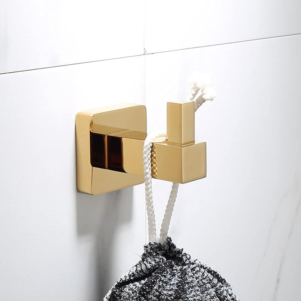 Wall Mounted Towel Bar Rack，Luxury Gold Brass Bathroom Towel Rack Toilet Paper Holder Toilet Brush Holder Multi-Hook Towel Bar Soap Dish - Elegant Bathroom Accessories Set(Double Cups)