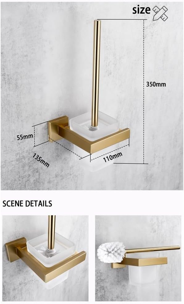 Brushed Gold Bathroom Accessories Set Toilet Brush Holder Toilet Paper Towel Bar Rail Rack Hanger Hook Soap Dish Hardware,Toilet Brush Holder