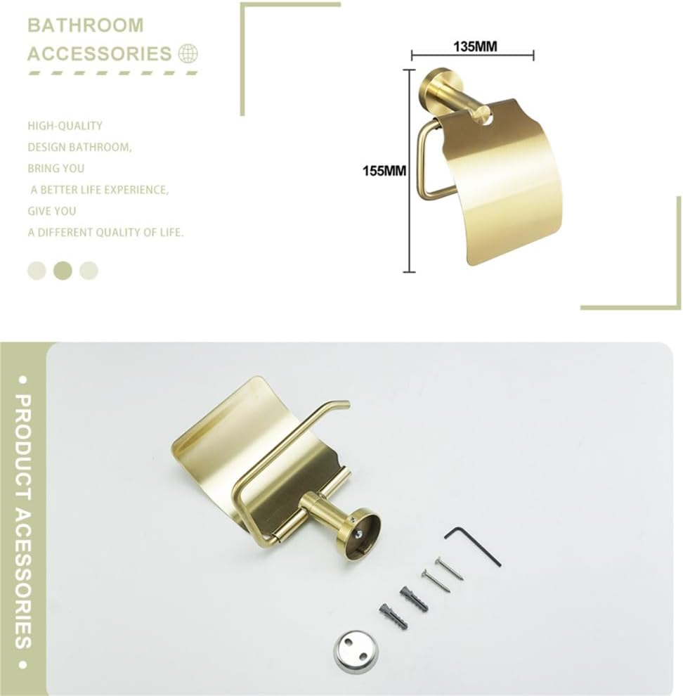 Towel Rack Brushed Gold Wall Mount Shelf Toilet Bathroom Hardware Paper Holder Towel Rack Rod Hanger Bathroom Accessories Single Towel Rack B