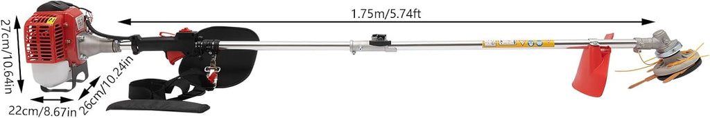 Gas Powered Weed Wacker, 650W 26CC 2-Stroke Gasoline Weed Eater 8500RPM High Speed String Trimmer, Single-Cylinder Air-Cooled Weed Wacker with 2 Blade Heads, Portable Grass Trimmer for Home Lawn