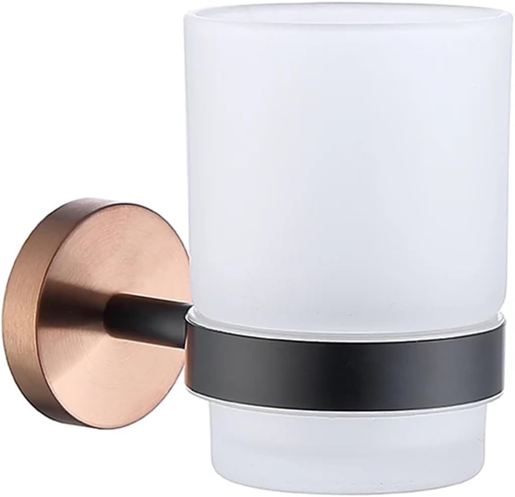 Black Rose Gold Wall Mount Stainless Steel Robe Hook Toilet Paper Holder Towel Bar Rack Cup Holder Bathroom Set(Single Towel Bar)