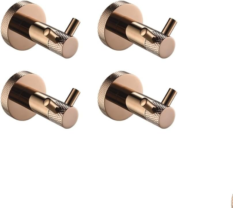 Rose Gold Stainless Steel Wall-Mounted Robe Hooks Toilet Paper Holder Towel Bar Rack Towel Ring Bathroom WC Accessories Sets,4 PCS Double Hooks