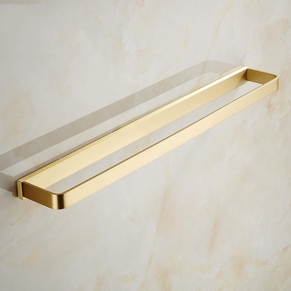Wall Mounted Towel Rack Brass Towel Shelf Made Brushed Finish Double Rail Holder for Hotel Bathroom Storage Rack Gold