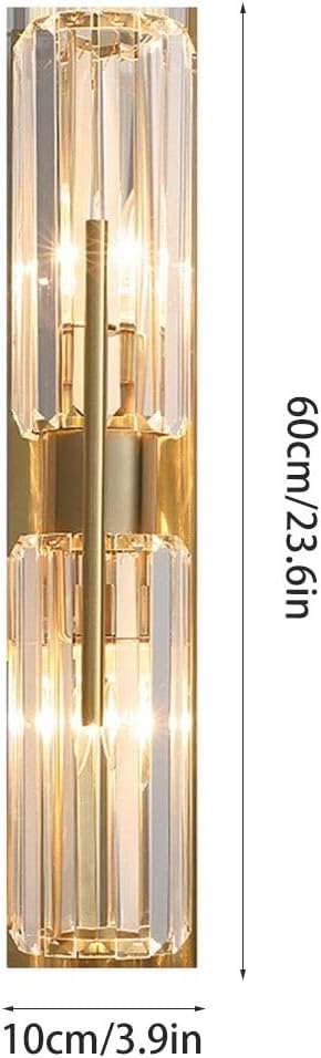 Modern K9 Crystal Wall Sconce Up and Down Wall Mount Light Bathroom Vanity Wall Lighting Fixtures Gold Double Head Wall Lamp for Indoor Living Room Bedroom Bedside