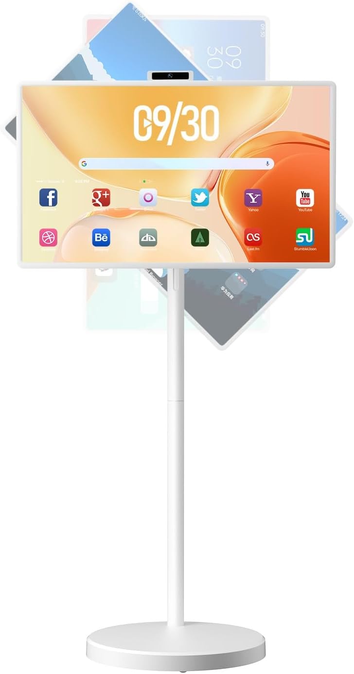 VLH 32″ FHD Smart Portable TV, Rolling TV On Wheels,8G +128GB Storage, Android 15 OS,Google EDLA-Certified,Portable Touch Screen Monitor,Built-in 38400mAh Battery,Removable 500W Camera, Remote Control