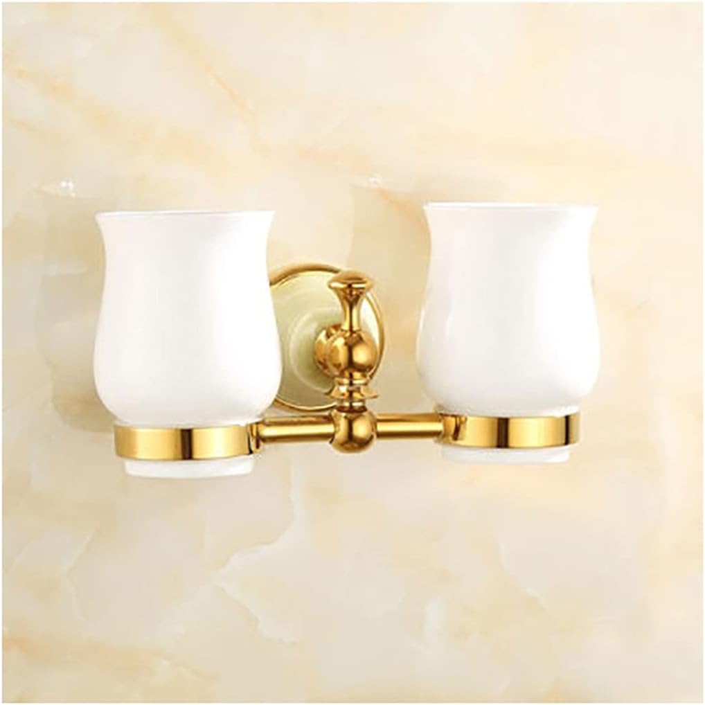 Bathroom Hardware Sets Gold Bathroom Shelf Towel Rack Towel Hanger Paper Holder Toilet Brush Holder Bathroom Hardware Towel Set,Single Towel Bar(Tooth Brush Holder)