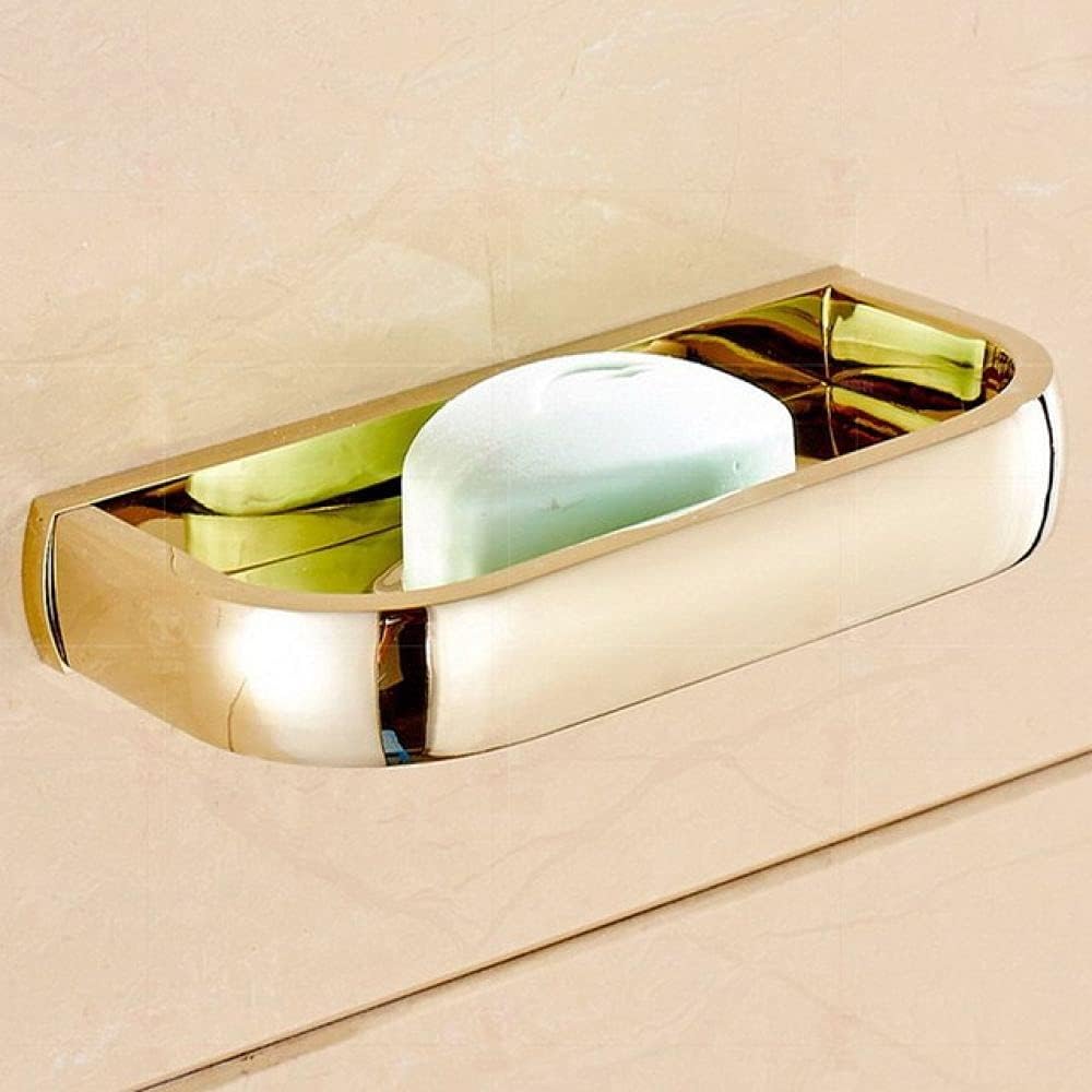 Gold Polished Brass Square Bathroom Hardware Towel Shelf Towel Bar Paper Holder Cloth Hook Bathroom AccessoryDouble Towel Bar,Single Towel Bar(Soap Dish Holder)