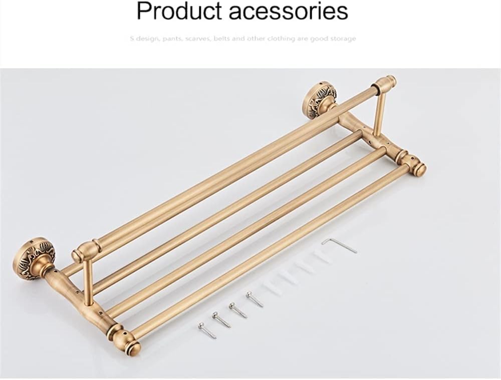 Towel Rack Wall Mounted，Bathroom Towel Holder Bathroom Towel Rack Wall Mounted Towel Holder, Fold White Gold Bath Towel Rack, Active Bathroom Holder, Antique Double Towel Shelf Towel Rack (Color : C)
