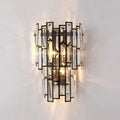 Modern Crystal Wall Lights E14 2-Light Bedroom Wall Lamps Home Living Room Dining Room Wall Sconces Simplicity Hallway Bathroom Decoration Wall Lighting Fixture (Black)