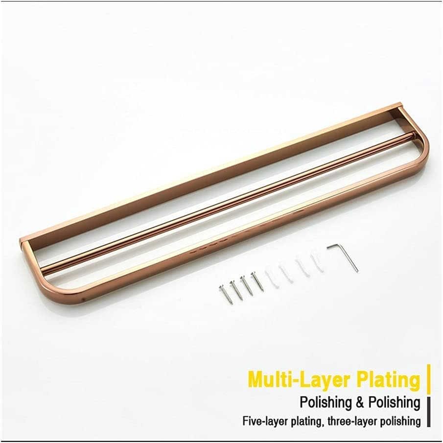 LSLYTQ Towel Rail Rack Rose Gold Towel Rail, Antiuqe Bronze Brass Wall Mounted Bathroom Double Bathtowel Bar Storage Towel Holder Rack Shelf White, 57cm for Bathroom Kitchen