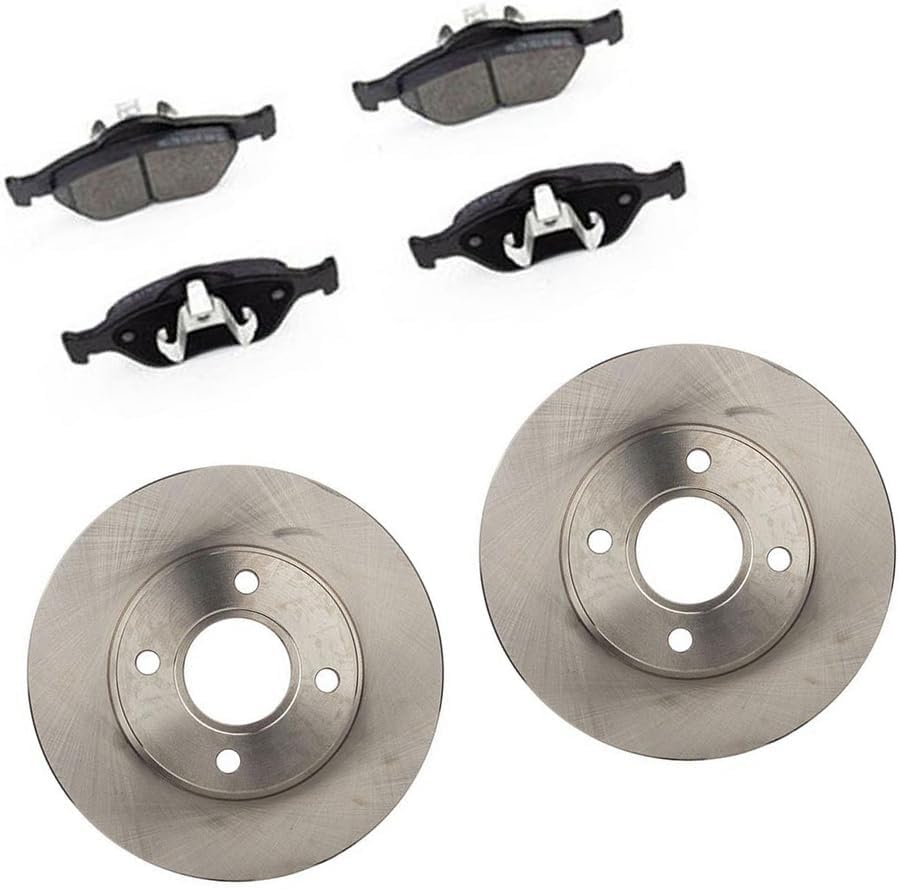 6Pcs Vented Brake Rotor and Semi-Metallic Pads Front Replacement Brakes Kit fits Ford EcoSport 2.0L 2004-2012, fits Fiesta 1.6L 2005-2009, fits Fiesta 2.0L 2008