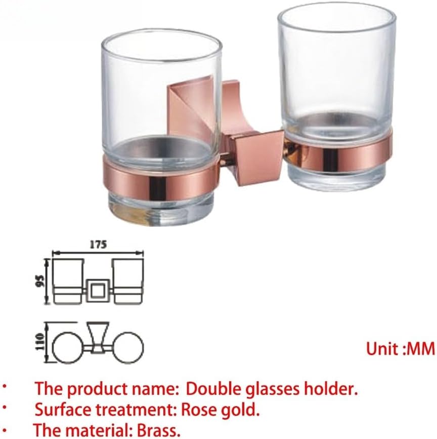 Bathroom Hardware Rose Gold Robe Hook Towel Rail Bar Rack Shelf Tissue Paper Toothbrush Holder Accessories.,Double Cup Holder