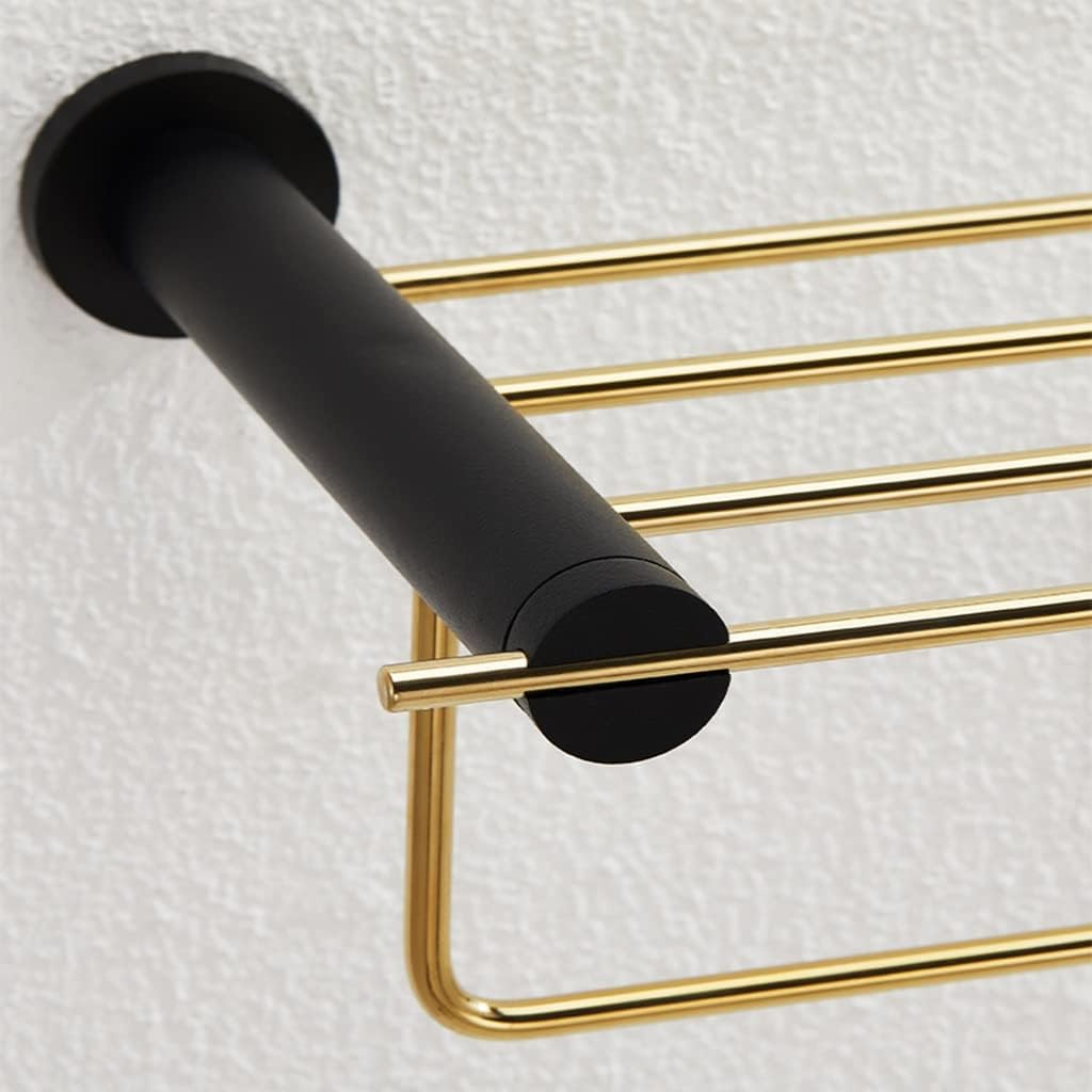 Black and Gold Bath Towel Rack, European Style Towel Rack Without Punching Hook, Bathroom Rack Towel Rail/Towel Bar (Color : Towel Rack)