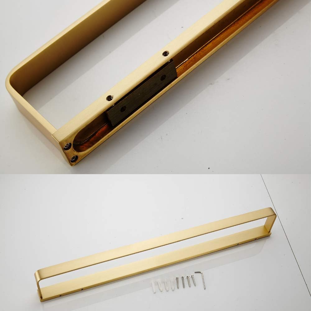 Wall Mounted Towel Rack Brass Towel Shelf Made Brushed Finish Double Rail Holder for Hotel Bathroom Storage Rack Gold