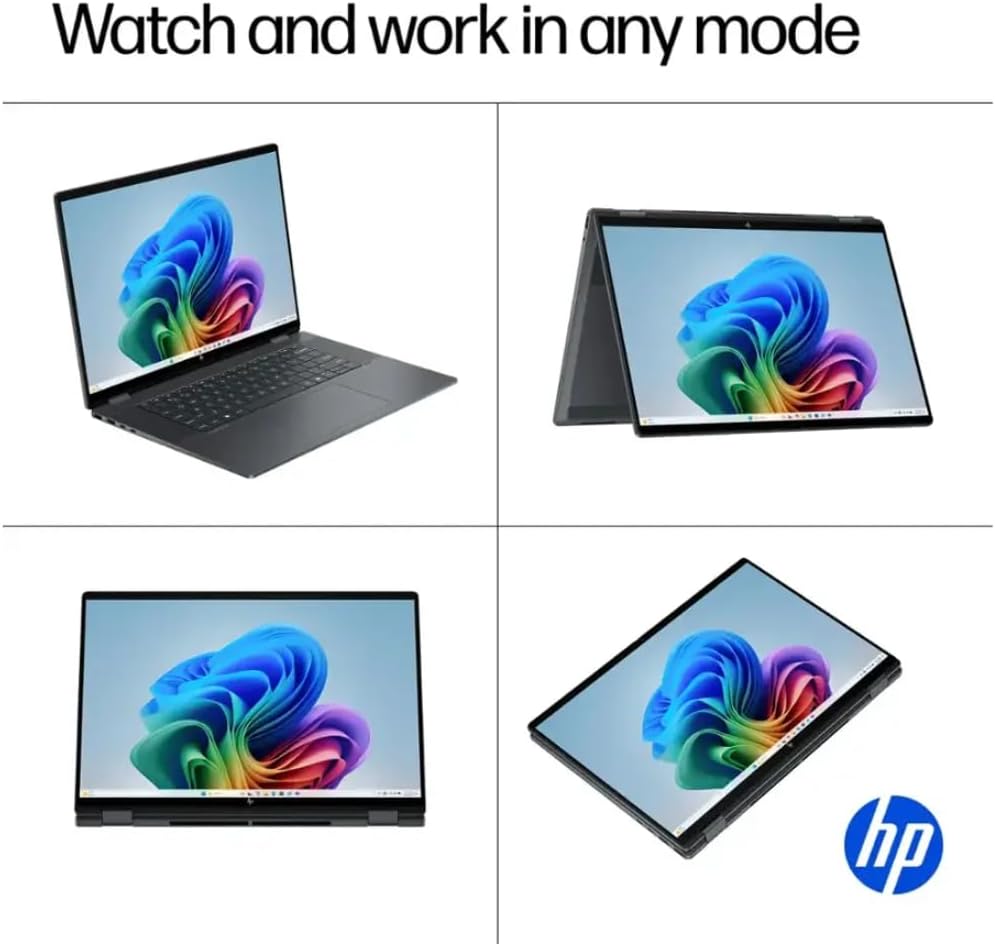HP Envy 2-in-1 Laptop, OmniBook X Flip 16' FHD+ Touch Copilot+ PC, Intel Core Ultra 7 256V, Intel Arc 140V (8GB), 23H Battery, Win 11, Eclipse Gray, W/Stylus Pen (Win11 Home, 16GB | 2TB SSD)