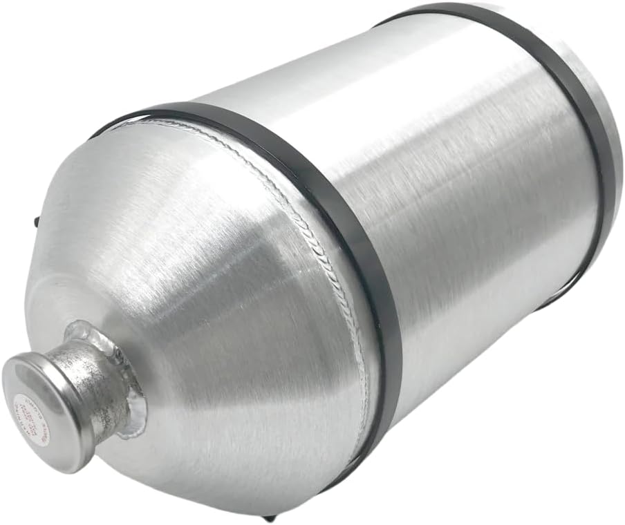 JSD 6.3 Gallons 10' x 18' Aluminum Spun Round Gas Tank Fuel Cell Tank 1/4' NPT Outlet- For Lawn Mowers,Generators and Other Outdoor Power Equipment