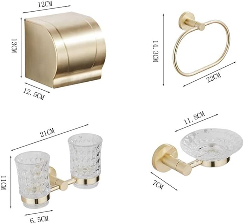 Gold Bathroom Accessories Set Towel Rail Shelf Hanger Paper Holder Toilet Brush Holder Bath Hardware Set Double Towel Rack for Bathroom and Kitchen,Robe Hook