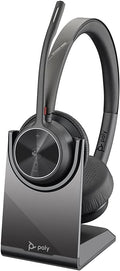 Poly - Voyager 4320 UC Wireless Headset + Charge Stand (Plantronics) - Headphones w/Mic - Connect to PC/Mac via USB-A Bluetooth Adapter, Cell Phone via Bluetooth-Works w/Teams (Certified), Zoom&More