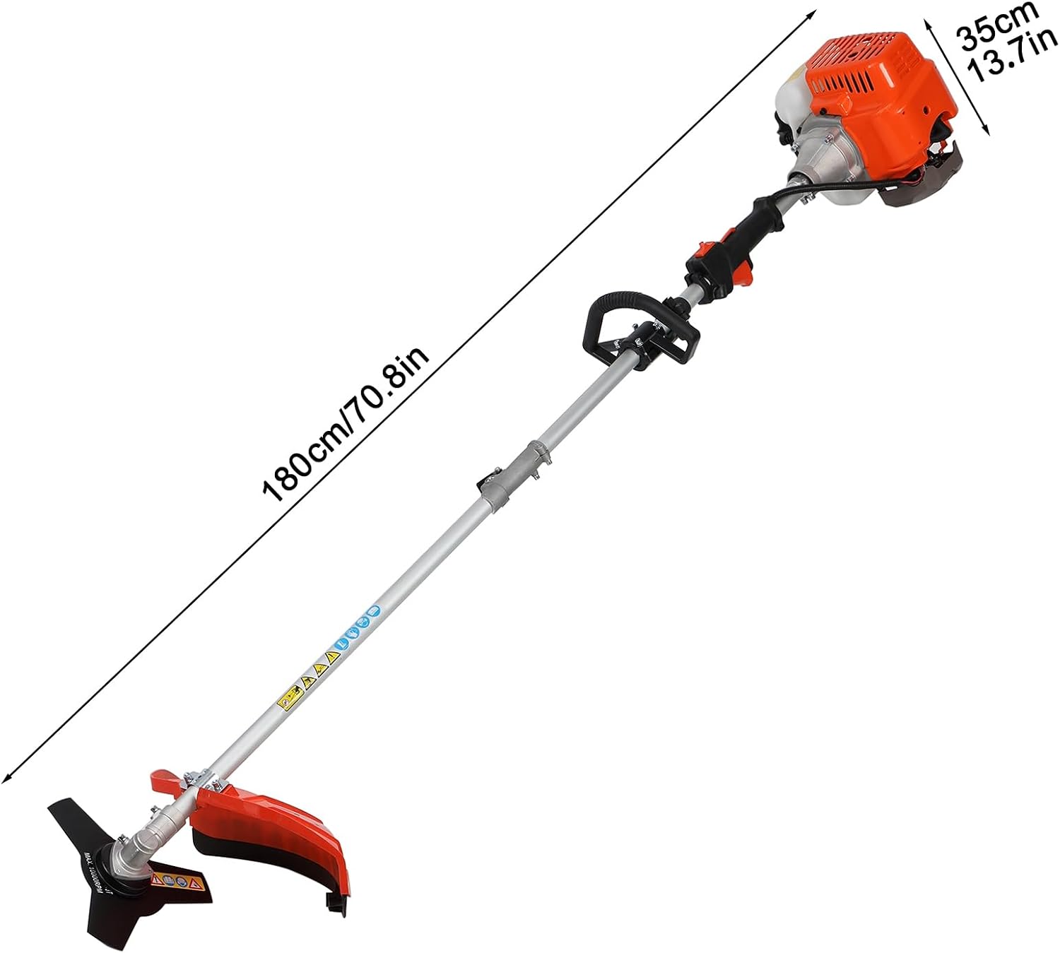 5-in-1 Gas Powered Lawn Mower and Weed Eater, 52CC 2-Stroke String Trimmer Brush Cutter Hedge Trimmer & Chainsaw Multi-Tool for Heavy Duty Yard Work Garden Yard Patio Maintenance Orange