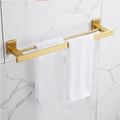 Modern Brushed Gold Bathroom Accessories Set with Shelf Towel Rack Towel Hanger Paper Holder and Toilet Brush Holder Bath Hardware Sets for a Stylish and Functional Bathroom (Doubl
