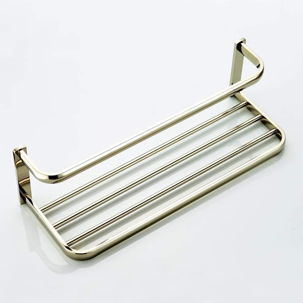 Towel Rails Towel Racks, Wall-Mounted Towel Stands Metal Brass Household Bathroom Double Layer Towel Bars Hardware Decoration Towel Holder, 58cm, Gold