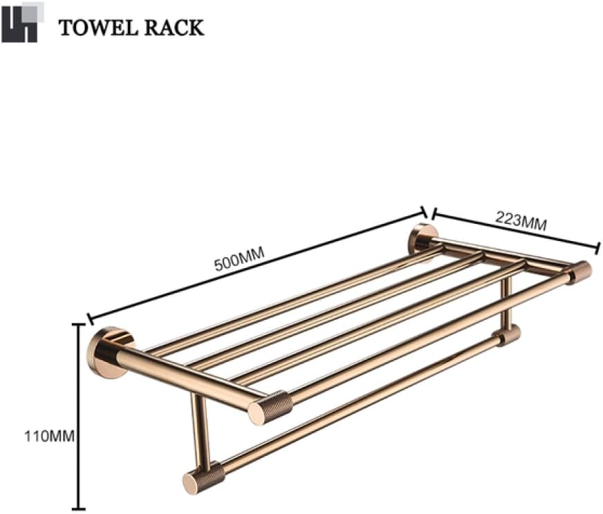 Rose Gold Wall Mount Shelf Toilet Bath Hardware Paper Holder Towel Bar Rack Rail Rod Robe Hook Hanger Bathroom Accessories Set,Single Towel Bar(Towel Rack)