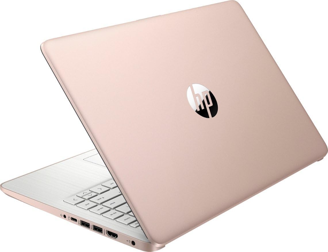 HP New 14' HD Ultra Light Thin Laptop, Quad-Core Intel Celeron Processor, 8GB RAM, 192GB (64GB eMMC+ 128GB Card), Wi-Fi, Upto 11 Hours, Windows 11 S + 1 Year Office 365+HubxcelAccessory, Rose Gold
