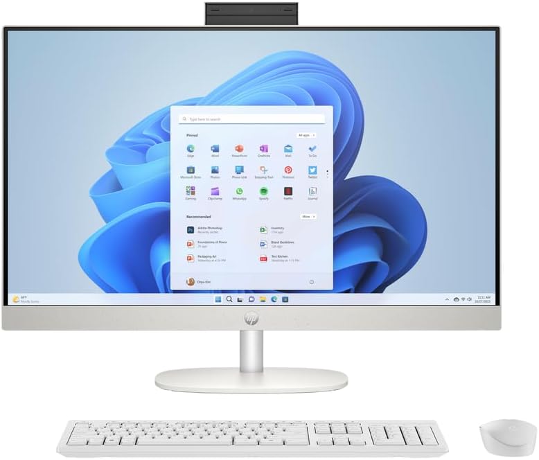 HP 27 inch All-in-One Desktop PC, FHD Touchscreen, AMD Ryzen 5 7520U, 16 GB RAM, 1 TB SSD, AMD Radeon Graphics, Built-in-Speaker, Windows 11 Pro