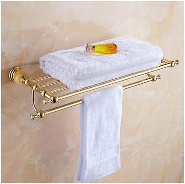 Brass and Jade Gold Bathroom Accessories Set, Paper Holder, Towel Bar, Soap Basket, Towel Rack, Towel Ring (Color : Towel Rail)