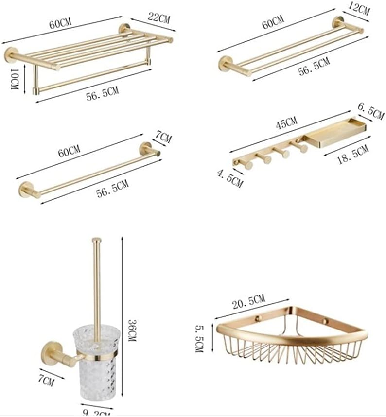 Gold Bathroom Accessories Set Towel Rail Shelf Hanger Paper Holder Toilet Brush Holder Bath Hardware Set Double Towel Rack for Bathroom and Kitchen,Two Tier