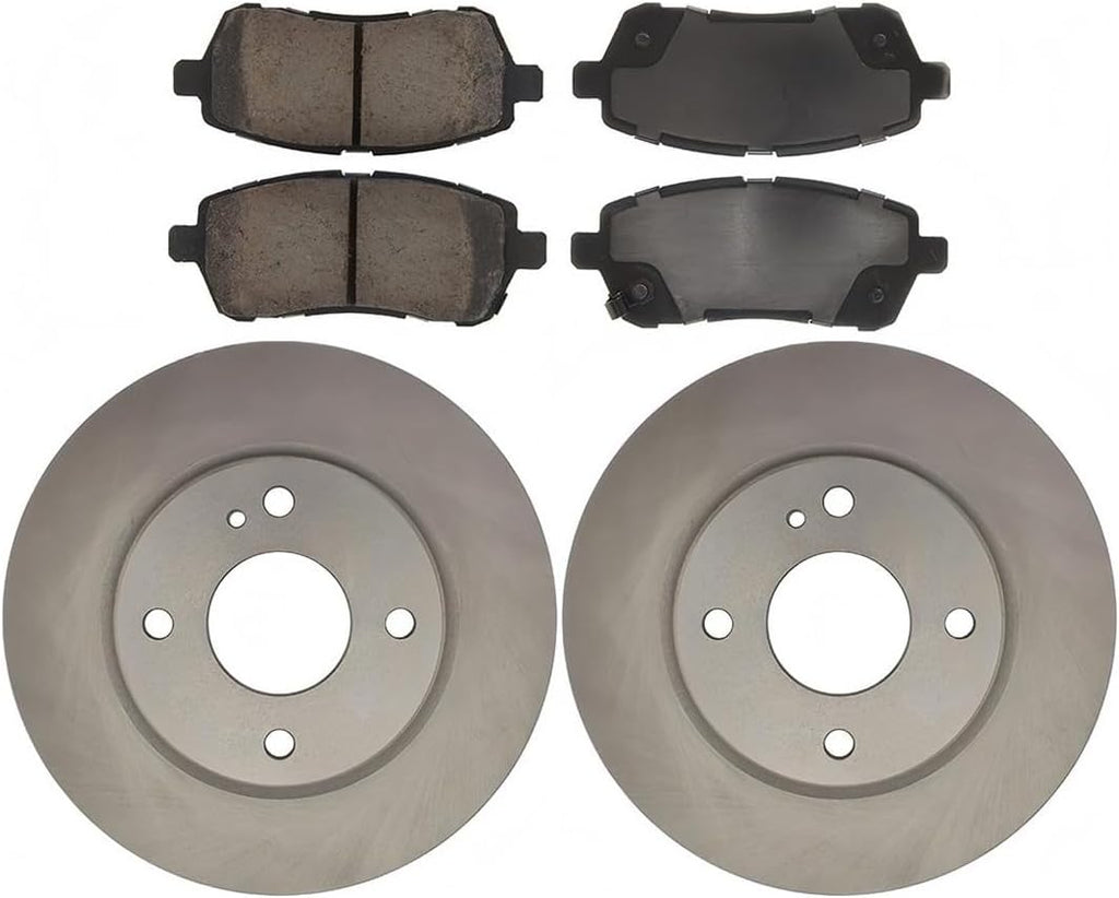 Disc Brake Kit Brakes Rotors and Break Pads fits Ford Fiesta 2011 2012 2017 2014 2015 2016 2013 2018 2019 1.6L l4, fits Ford Fiesta 2014 2016 2015 2017 1.0L l3 6-Pcs Front Rotor Pad