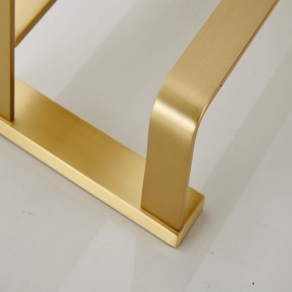 Towel Rack Wall Mounted Brass Made Brushed Gold Finish Towel Double Shelf with Towel Rail Storage Holder for Hotel Bathroom Home