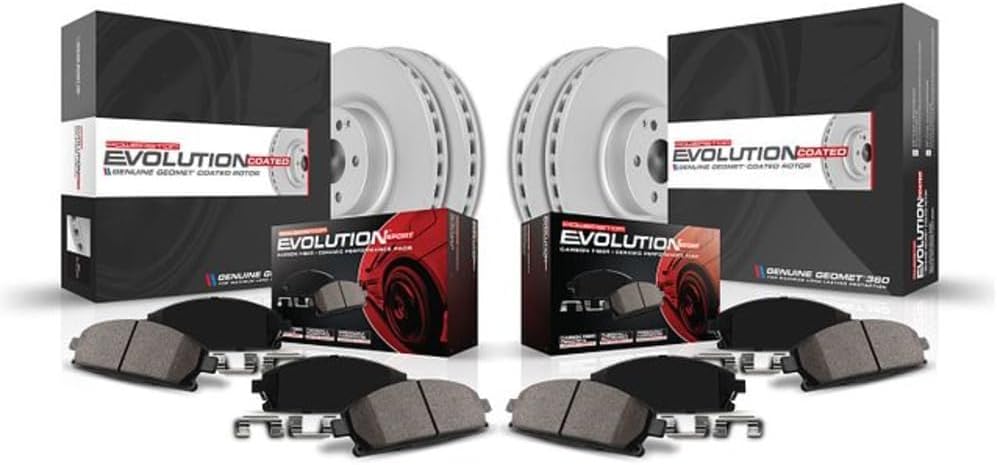 PowerStop Front and Rear Brake Kit for Ford Escape 2017 - Fully-Coated Disc Rotors with Z23 Carbon-Fiber Ceramic Brake Pads Upgrade, CRK7570