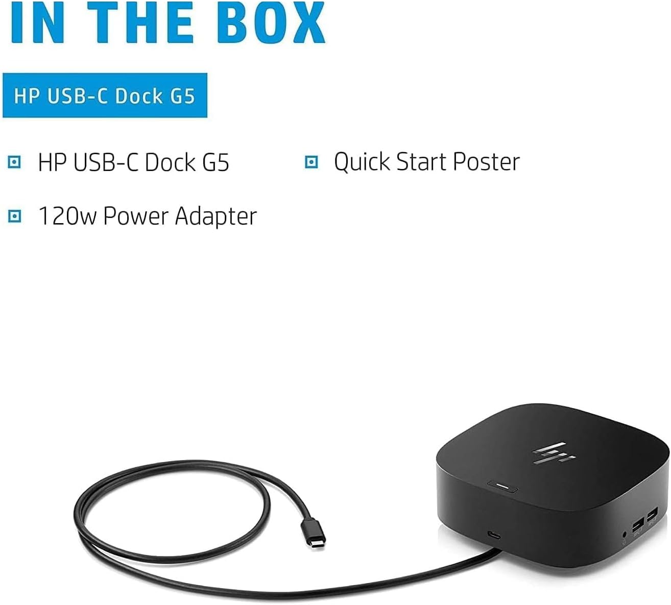 HP USB-C Essential Dock G5 Bundle with Docztorm USB Hub (8 in 1 Adapter for USB-C and Thunderbolt-Enabled Laptops, Notebooks and PCs - Single Cable for Charging, Networking, or Data Transfers), Black