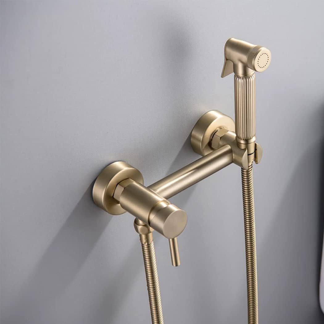 Bidet Sprayer for Toilet,Brass Handheld Bidet Sprayer Hot and Cold Cloth Diaper Sprayer Kit Bathroom Toilet Bidet Attachment Set,Gold,Silver